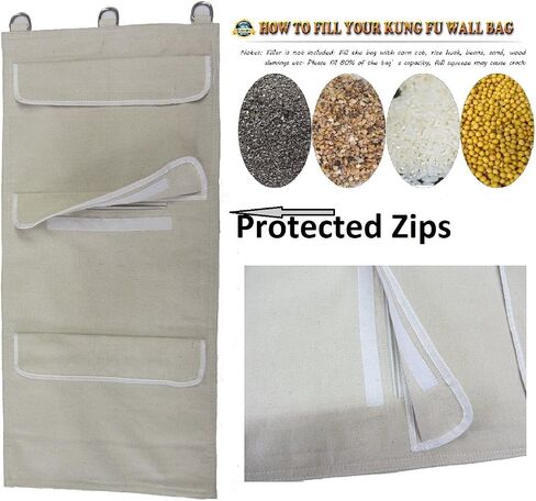 Canvas Wall Striking Bag 3 SECTION Kung Fu Makiwara Boxing Wall Mounted Sand Punch Boxing Bag with Zipper Protection in Saudi Arabia