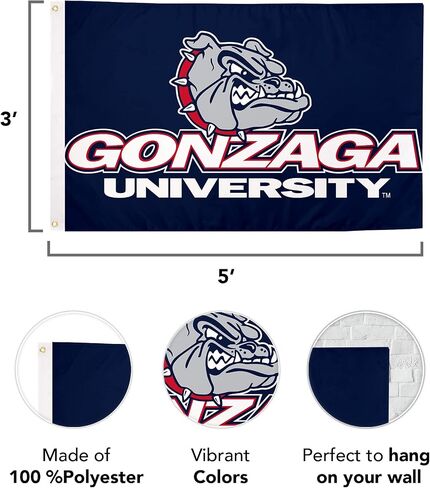 Desert Cactus Gonzaga University Flag Bulldogs GU Zags Flag Banners 100% Polyester Indoor Outdoor 3x5 feet Flags (Style 1) in Saudi Arabia