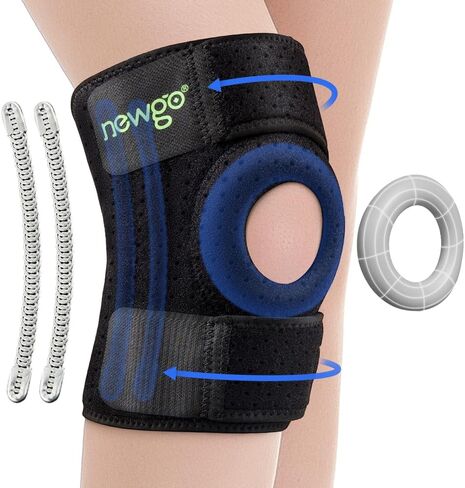 دعامة الركبة نيوجو مع مثبتات زنبركية جانبية ومنصات الرضفة لدعم آلام الركبة، وتمزق الغضروف المفصلي، والتعافي من الإصابات، والتمرين والتعافي السريع للرجال والنساء - 20.8 بوصة × 7.87 بوصة in Kuwait