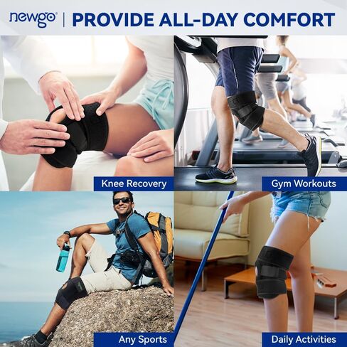 دعامة الركبة نيوجو مع مثبتات زنبركية جانبية ومنصات الرضفة لدعم آلام الركبة، وتمزق الغضروف المفصلي، والتعافي من الإصابات، والتمرين والتعافي السريع للرجال والنساء - 20.8 بوصة × 7.87 بوصة in Kuwait