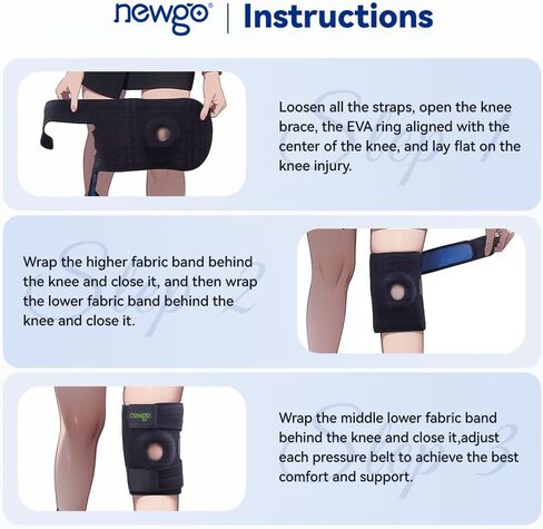 دعامة الركبة نيوجو مع مثبتات زنبركية جانبية ومنصات الرضفة لدعم آلام الركبة، وتمزق الغضروف المفصلي، والتعافي من الإصابات، والتمرين والتعافي السريع للرجال والنساء - 20.8 بوصة × 7.87 بوصة in Kuwait
