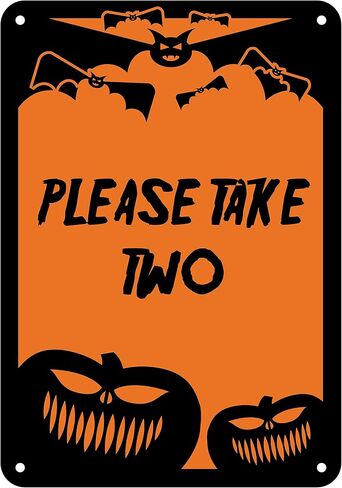 Reflective Aluminum Halloween Sign "Please Take Two" 10" x 14" (HW-0552-RA) in Saudi Arabia