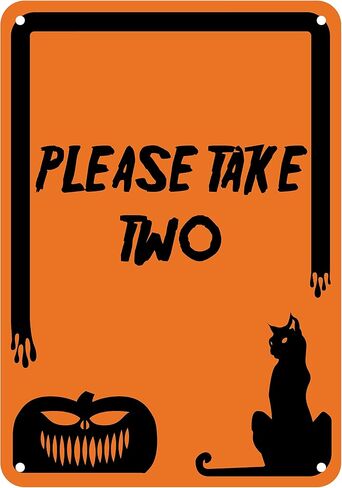 Reflective Aluminum Halloween Sign "Please Take Two" 10" x 14" (HW-0552-RA) in Saudi Arabia