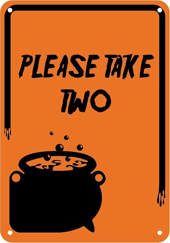 Reflective Aluminum Halloween Sign "Please Take Two" 10" x 14" (HW-0552-RA) in Saudi Arabia
