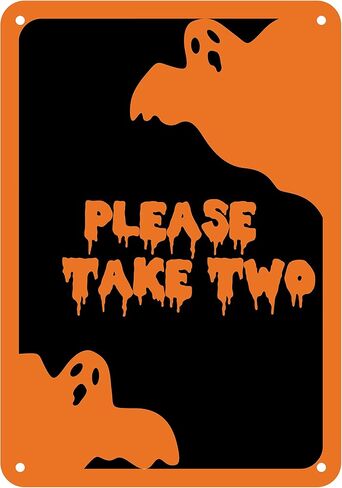 Reflective Aluminum Halloween Sign "Please Take Two" 10" x 14" (HW-0552-RA) in Saudi Arabia
