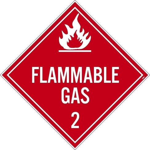 NMC DL46UV FLAMMABLE GAS Placard - 10.75 in. x 10.75 in. Unrippable Vinyl Class 2 Dot Placard Sign with White Text on Red Base in Saudi Arabia