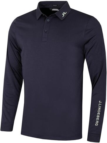 2024 J.Lindeberg Tour Tech Longsleeve Golf Polo Navy Melange X-Large in Kuwait