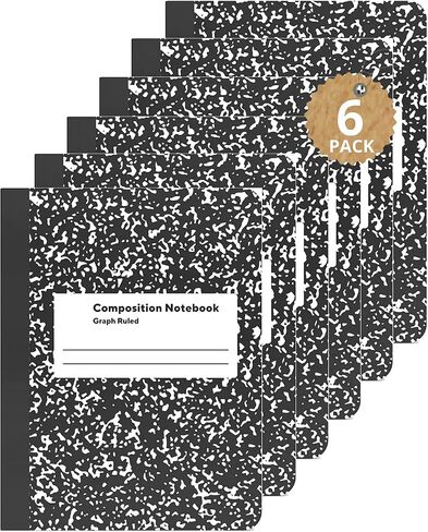 1InTheOffice Graph Paper Composition Notebook, Graph Ruled notebook, Quad Ruled Composition Notebook, 80 Sheets, 7.5" x 9.75", Black, 4 Pack in Saudi Arabia