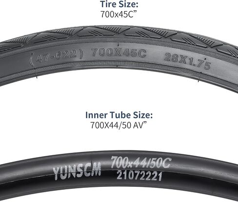 YUNSCM 2-PCS 700C إطارات الدراجة 700x45C/47-622 و700C أنابيب الدراجة الثقيلة صمام شريدر مع شريطين حافة متوافق مع 700x43C 700x44C 700x45C 700x46C 700x47C إطارات وأنابيب الدراجة (W-2113) in Saudi Arabia