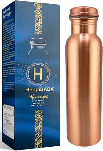 Premium Ayurvedic Handcrafted Plain Wide-Mouth Copper Water Bottle – Leak-Proof Cap, 100% Pure Copper, Eco-Friendly Design for Optimal Hydration. (Plain 32 Oz.) in Saudi Arabia