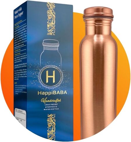 Premium Ayurvedic Handcrafted Plain Wide-Mouth Copper Water Bottle – Leak-Proof Cap, 100% Pure Copper, Eco-Friendly Design for Optimal Hydration. (Plain 32 Oz.) in Saudi Arabia