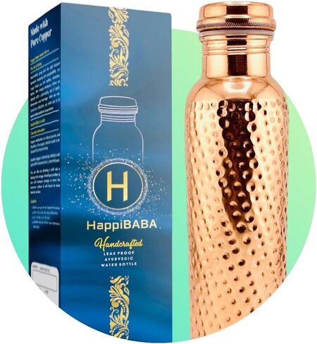 Premium Ayurvedic Handcrafted Plain Wide-Mouth Copper Water Bottle – Leak-Proof Cap, 100% Pure Copper, Eco-Friendly Design for Optimal Hydration. (Plain 32 Oz.) in Saudi Arabia