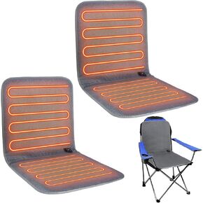 Wenqik 2 Pcs USB Portable Heated Seat Cushion 16.93" x 16.93" Heated Stadium Seat Cover 3 Mode Adjustable Heated Seats for Outdoors with Back Support Heating Pad for Chair at Work Office Bench, Gray
