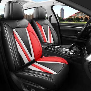Red Rain Gray and Black Seat Covers Universal Leather Seat Cover 13pcs Waterproof Full Coverage Auto Seat Cushion Covers for Car Truck SUV (GP-Gray+Black)
