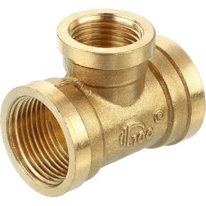 uxcell Brass Tee Pipe Fitting, G3/4" x G1/2" x G3/4" 3 Way T-Connector for Gas Transport Connect Pipelines, 1pcs