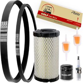 Roykaw Golf Cart Tune Up Kit with Clutch Drive Belt & Starter Generator Belt for Club Car Precedent 2004-up Gas Models with FE350 Kawasaki Motor, Replaces OEM # 101916701, 1016203