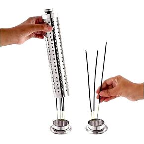 Stainless Steel Incense Holder for Incense Stick Tower Shaped Incense Ash Catcher Indoor Outdoor Use Steel Agarbatti Stand Incense Burner Holder for Positive Energy