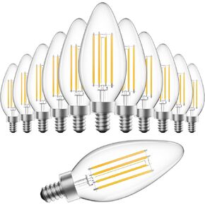 SHINESTAR 12-Pack E12 Candelabra LED Light Bulbs, 60 Watt Equivalent, Daylight 5000K, Dimmable