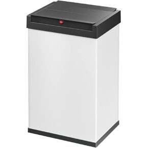 Hailo Big-Box L 1 x 35 liters / 9.2 gallons | Self-Closing Swing lid | Steel Sheet | Waste Kitchen | Made in Germany | White Free Standing Bin