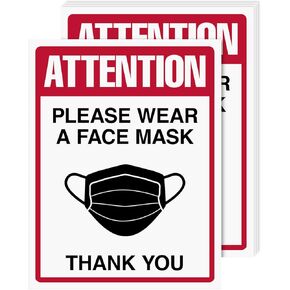Wear A Face Mask Sign Bulk, Weather Proof, Water and Tear Resistant – Health Safety Signage for Homes, Schools, Offices, Business | 8.5 x 11 Inches | 5 Per Pack (Laminated)