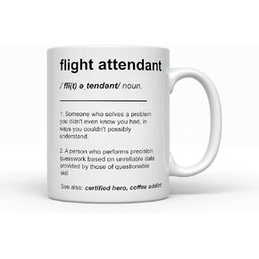 Flight Attendant Coffee Mug, Funny Gifts for Best FA Ever, for Men for Women College Appreciation Graduation Employee Present, New Job Birthday Cup