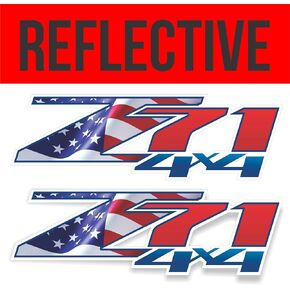 Generic Z71 4x4 OFF ROAD American Flag Truck Decal Set of 2 Reflective Stickers,Blue,Medium