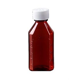 Pharmacy Oval Bottle Amber 12 oz with CR Caps Included (Qty. 6) - Prescription Pharmacy Bottle, Pharmacy Container, Prescription Plastic Container by Sponix
