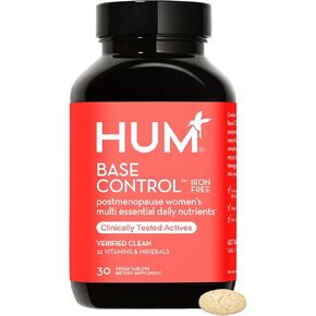HUM Base Control -Iron Free,Daily Women's Minerals with B Complex, Vitamin C, 22 Micro-Nutrients to Support Postmenopausal Women - Non-GMO, Soy-Free, Gluten-Free