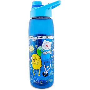 Silver Buffalo Adventure Time Bros For Life Water Bottle With Screw-Top Handle Lid | Large Plastic Sports Jug | Holds 28 Ounces