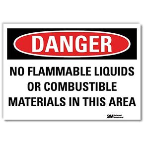 Smartsign U3-1820-RD_14X10 "Danger NO Flammable Liquids OR Combustible Materials in This Area" Reflective Self-Adhesive Decal, 14" x 10"