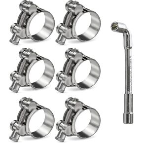 6 Pack 26-28mm T-Bolt Hose Clamp,Stainless Steel_304Intercooler Pipe Tube Clamps,Turbo Pipe Clamps,Heavy Duty Radiator Hose Clamp, T-bolt Intake Hose Clamp Adjustable Range 1.02"-1.1" Silver