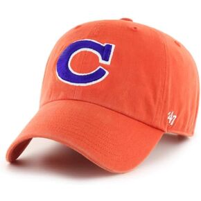 '47 Clemson Tigers Hat Mens Womens Clean Up Adjustable Cap, Vintage Logo, Orange, One Size