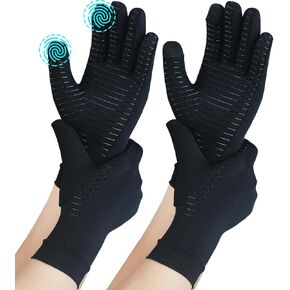 2 Pairs Full Finger Copper Arthritis Compression Gloves with Touchscreen Tips. Relief for Hand Pain, Carpal Tunnel, Rheumatoid, Inflammation, Tendonitis, Trigger Finger, RSI, Fit for Men Women (M)
