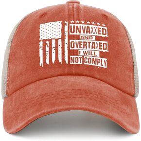 Unvaxxxed and Overtaxed I Will Not Comply Hat Womens with Design Denim Hat for Womens AllBlack Cycling Cap