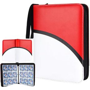 Includes 900 pockets, Trading Card Binder, Collector Card Binder, made of red, black and white PU leather that is water and dirt resistant, Trading Card Binders, Binders for Cards.