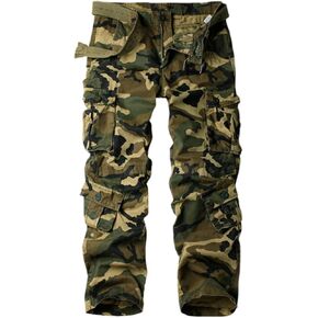 Sobrisah Mid Low Rise Cargo Pants for Men Cotton Military Tactical Pants 8 Pockets Hiking Pants Combat Work Trousers