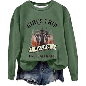 AIMITAG Girls Trip Salem Sweatshirt for Women Witches Vintage Salem Witch Shirts Time To Get Wicked Pullover