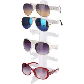 TARSHYRY Glasses Display Rack, Sunglasses Stand, 6 Pairs Eyeglasses Holder, Metal, Plastic, Glass, White