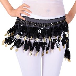 AFAVOM عملات من الترتر وشاح الورك للرقص الشرقي للنساء هامش شرابات تنّورة ملفوفة شبكة تنورة قبلية حزام لمهرجان الأداء in Kuwait