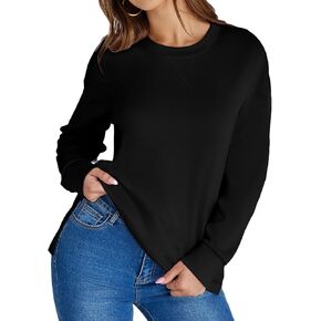Simplee سويت شيرت حريمي كم طويل بياقة دائرية سويت شيرت مخطط للنساء 2024 بلوزات خريف عصرية بلوفر وبلوزات