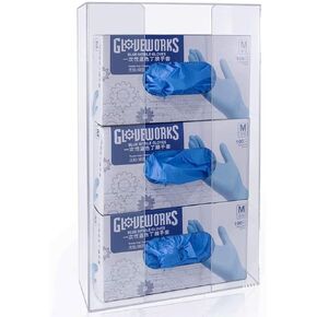 HIIMIEI Acrylic Glove Dispenser Wall Mount, Clear Plastic Glove Rack Floating Triple Gloves Box Holder 16.1'' X 10.2'' X 3.8'', Capacity Of 3 Glove Boxes