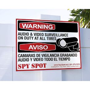 Warning Audio and Video Surveillance on Duty At All Times Plastic CCTV Sign in English/Spanish