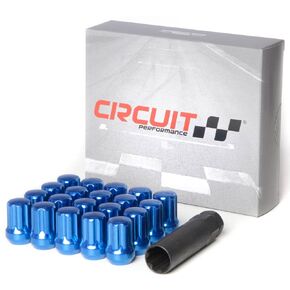 Circuit Performance Spline Drive Tuner Acorn Lug Nuts Blue 14x1.5 Forged Steel (20pc + Tool) Compatible with Dodge Challenger Charger