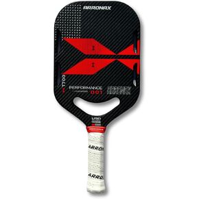 مجداف Arronax 16 مم من ألياف الكربون المشكلة بالحرارة ومعتمد من الولايات المتحدة الأمريكية XT700 Pickleball للمبتدئين واللاعبين المتمرسين باللون الأسود