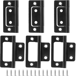 Biaungdo 6 قطع مفصلات أبواب غير نقر، 2 بوصة × 1 بوصة مفصلات خزانة بعقب ثنائية الطي، أجهزة أثاث عتيقة، مفصل باب عتيق مع براغي للباب، النوافذ، الخزانة، الخزانة (نيكل أبيض) in Kuwait