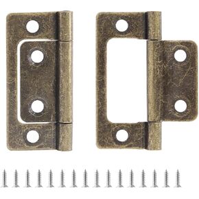 Biaungdo 6 Pcs Non-Mortise Door Hinges, 2 inch x 1 inch Bifold Butt Cabinet Hinges Vintage Furniture Hardware Antique Door Hinge with Screws for Door, Windows, Cabinet, Cupboard(White Nickel)