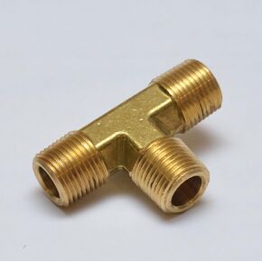 3/8" NPT Male / MPT / MIP T 3 Way Tee Intersection Brass Fitting Fuel / Air / Water / Boat / Gas / Oil WOG