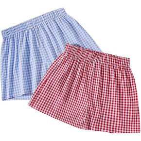 Floerns Women's 2 Pcs Gingham Plaid Elastic Waist Track Shorts Wide Leg Shorts