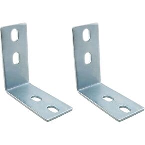 2PCS Aluminum Alloy 45 Degree Angle Bracket Slotted Corner Brace Heavy Duty Mending Plate Flat Straight Metal Steel Repair Fixing Bracket Connector for Post Beam Connectors