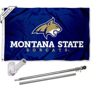College Flags & Banners Co. Montana State Bobcats Flag with Pole and Bracket Holder University Set